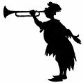 Blowing a trumpet