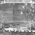 Firework Display at Nuremberg, 1650. From a contemporary engraving