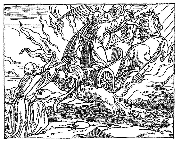Elias going up to heaven in a fiery chariot.jpg