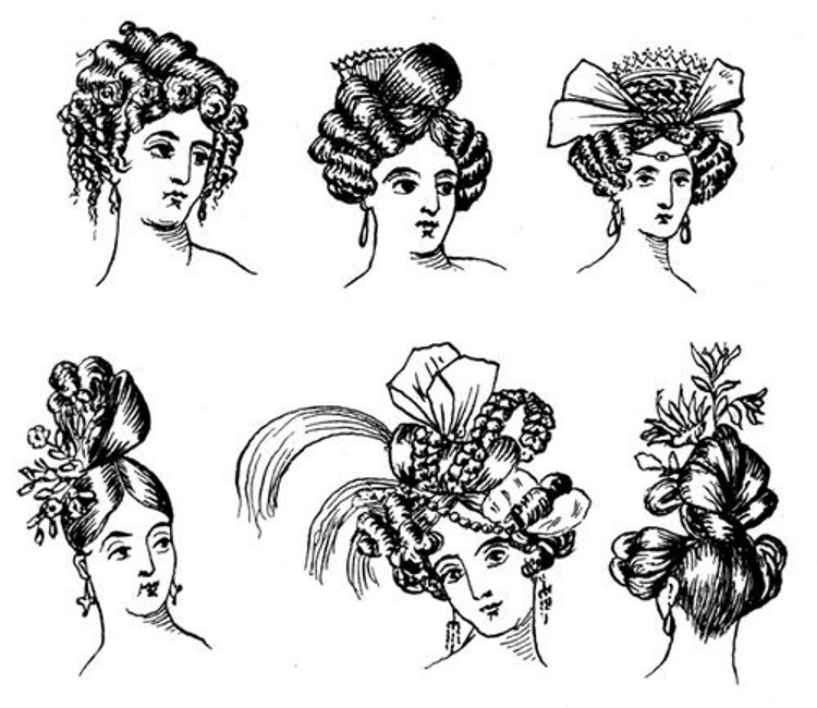 different styles of hair-dressing fashionable in 1830-31.jpg