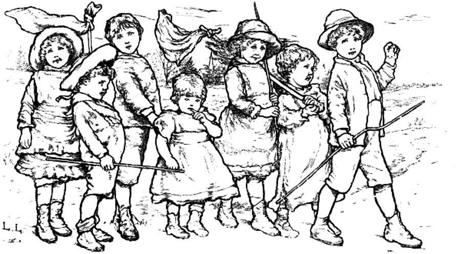 Seven little children