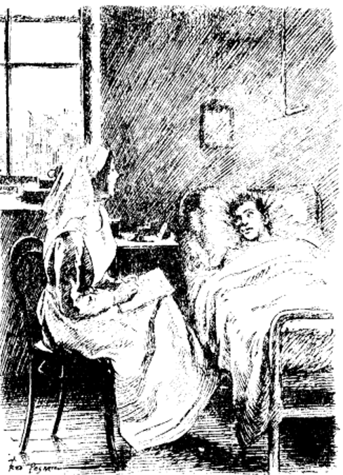 Nurse sitting down beside a patient in bed.png