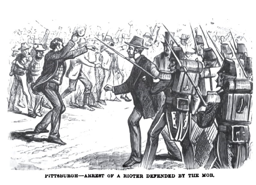 Pittsburgh - Arrest of a rioter defended by the mob.jpg