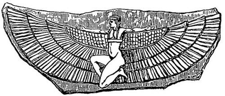 Egyptian bronze representing a flying man.jpg