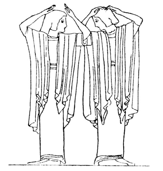 Greek figures in a solemn dance. From a vase at Berlin