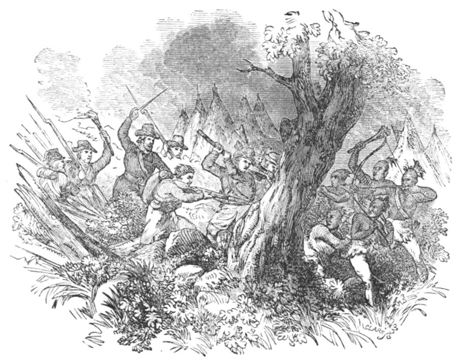 Captain Mason and his Party attacking the Pequod Fort in the Swamp.jpg