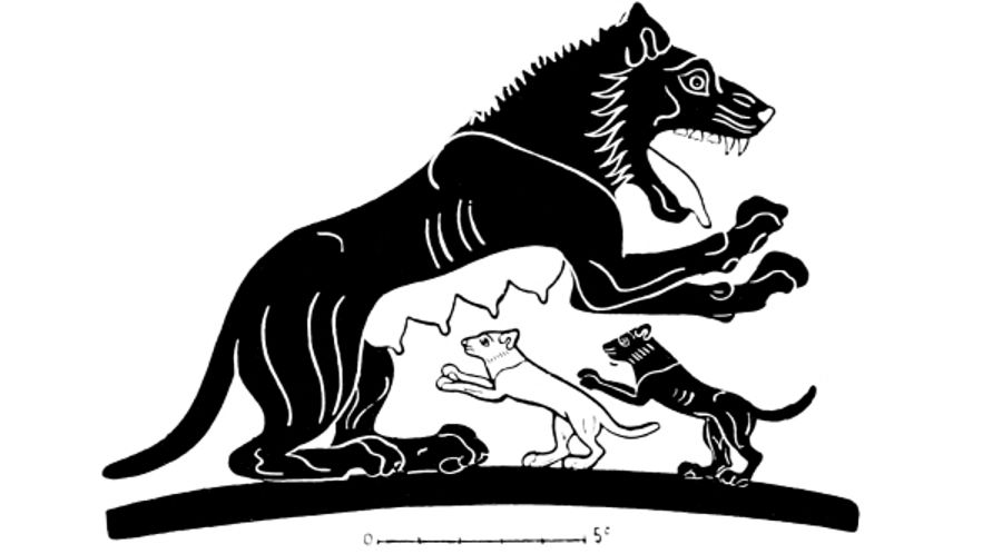 Lioness and young, from an Ionian vase of the sixth century B. C.jpg