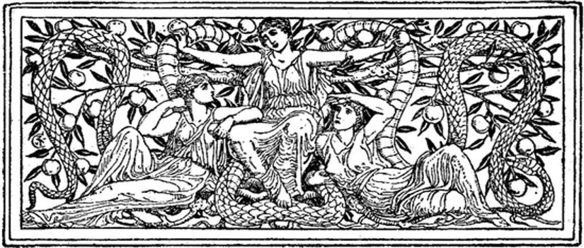 Three ladies with a serpent