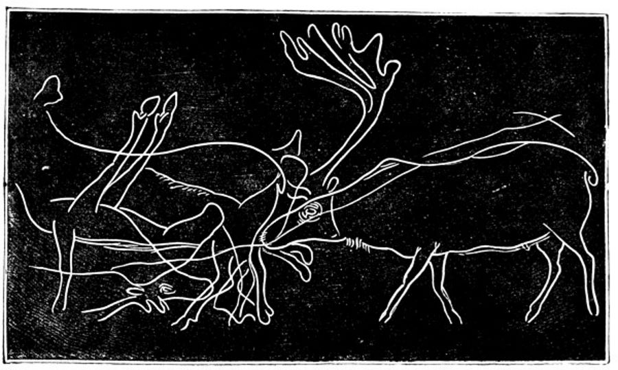 Group of reindeer drawn upon a piece of slate.jpg