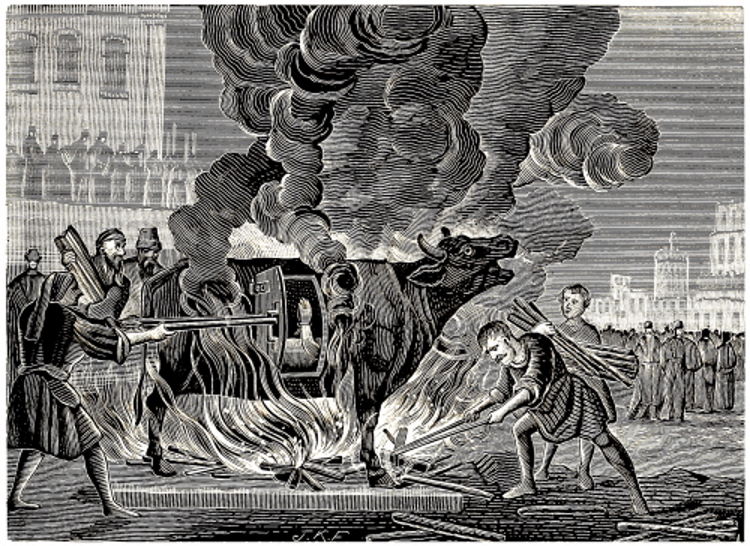 Antipas burned in a red-hot brazen ox