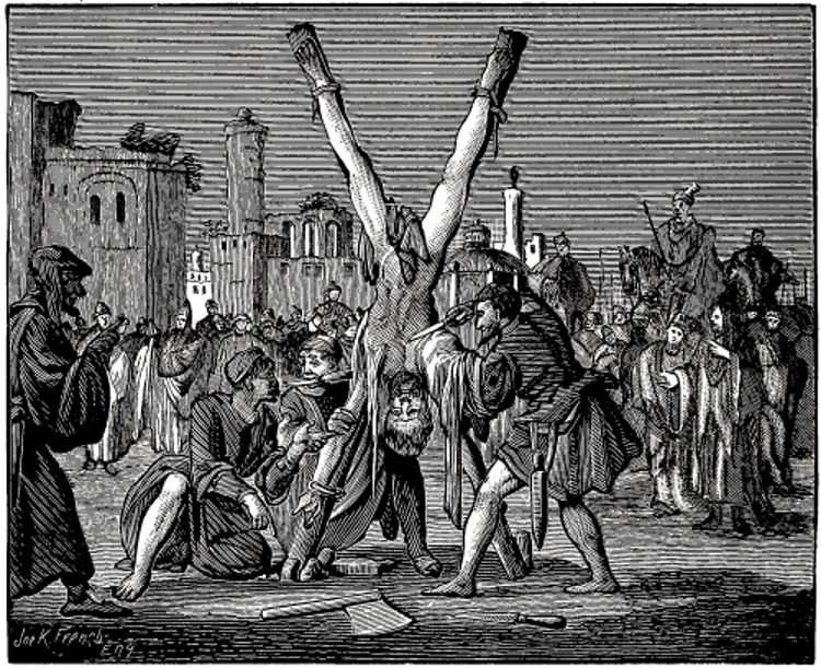 Bartholomew flayed on the cross.jpg